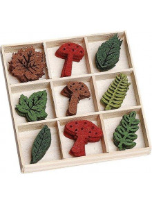 Filca ornamentu komplekts Mushrooms-Leaves, 45gab.