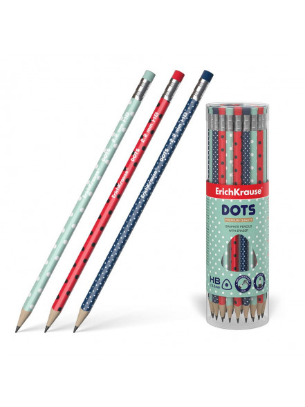 Zīmulis ar dzēšgumiju ERICH KRAUSE DOTS, HB, asorti