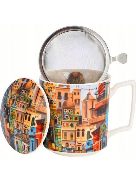 Krūzīte 450ml ar sietiņu Modern Sweet city .0064