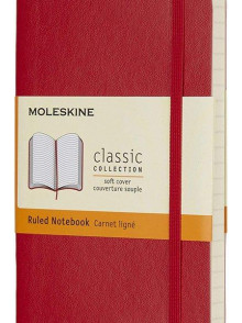 Piezīmju grāmata Moleskine, līniju, mīkstos sarkanos vākos, 9x14 cm