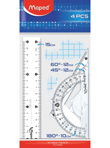 Lineālu komplekts MAPED Mini 4 priekšmeti PP maisiņā