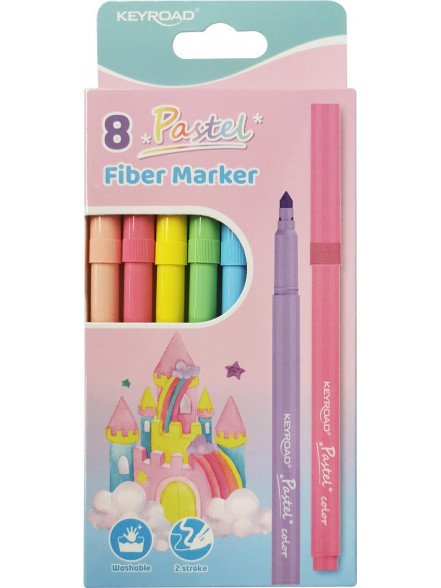 Flomāsteri KEYROAD PASTEL 8 krāsas