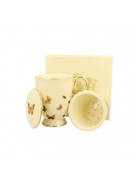 Krūzīte uz pekas ar tējas sietiņu 400ml Butterflies