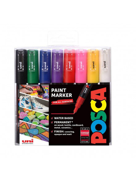 Marķ.ūdens bāzes UNI Posca PC-1M 8gab. Standart LV