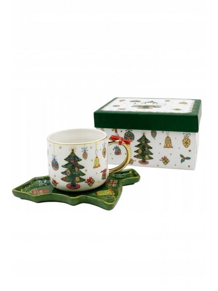 Krūzīte 280ml ar paliktni un karoti Around Christmas tree