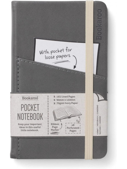 Blociņš Bookaroo POCKET (A6) - ogļu pelēks