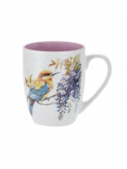 Krūze 325ml ar puntu un ziediem, lilla