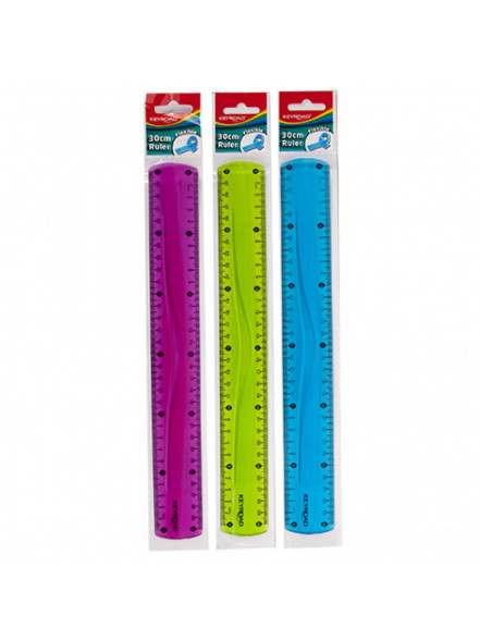 Lineāls 30 cm. mix krāsas, elastīgs, Keyroad