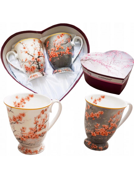 Krūzītes 280ml (2) Mandeļu ziedi sirds kastē 840