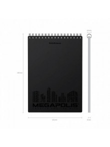 Klade A6/#  80lpp.ar spirāli Erich Krause MEGAPOLIS melns  PVC vāks