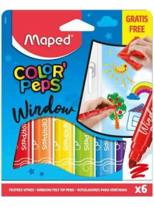 Flomasteri MAPED Window 6gb. Window 6 kr.+lupatiņa