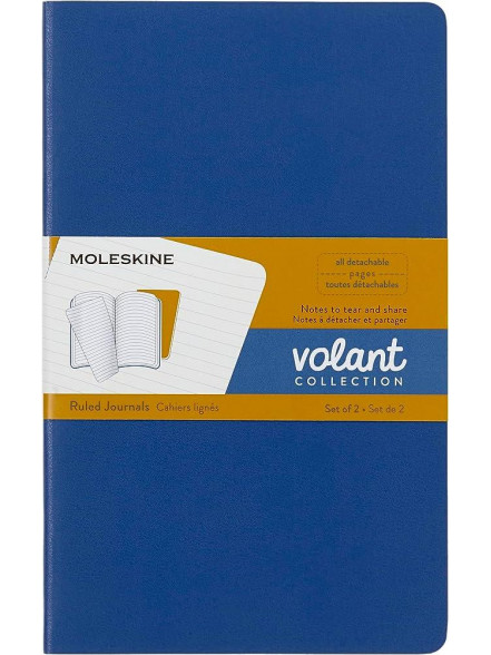 Piezīmju grāmata Moleskine Volant, zilos/dzeltenos vākos 13*21cm, līniju, 2 gab.