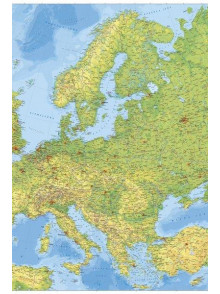  Eiropas fizioģeogrāfiskā sienas karte (laminēta ar līstēm)