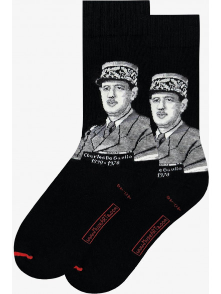 Zeķes Science & History - Charles de Gaulle, izm. 40-46, melnas