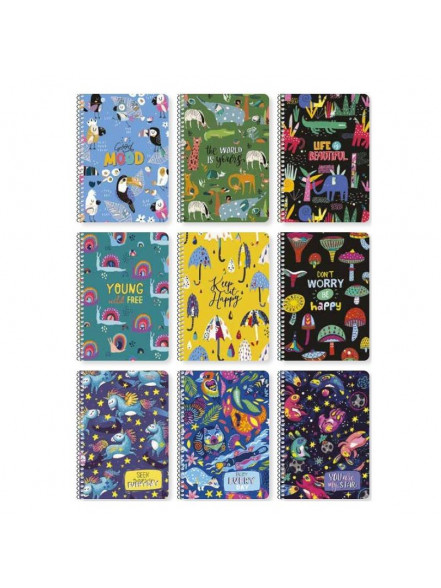 Koledžbloks A5 #i 80lp.ar izgrizumiem vāks asorti