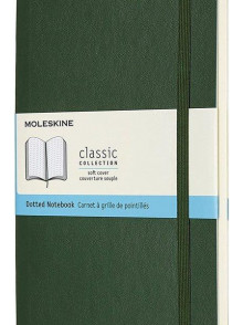 Piezīmju grāmata Moleskine, punktotas lapas, mīkstos zaļos vākos, 13x21 cm