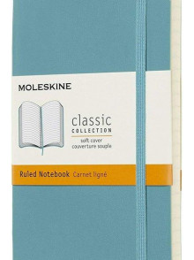 Piezīmju grāmata Moleskine, līniju, mīkstos gaiši zilos vākos, 9x14 cm