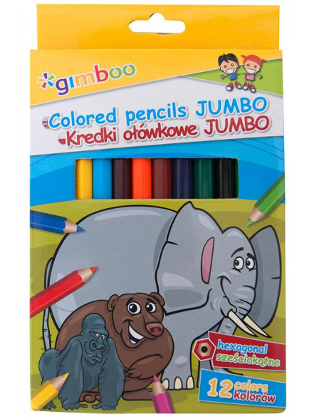 Krāsainie zīmuļi GIMBOO Jumbo 12 krāsas
