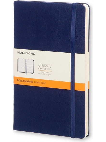 Piezīmju grāmata Moleskine Classic, līniju, tumši zilas krāsas vāks, 13x21cm