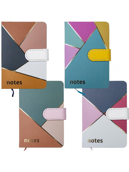 Bloknots A6 līniju 80lp. cietos vākos ar klipsi Multicolor