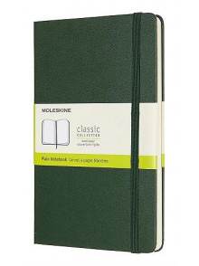 Piezīmju grāmata Moleskine Classic, baltas lapas, zaļos vākos, 13x21cm
