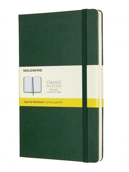 Piezīmju grāmata Moleskine Classic,līniju  lapas, zaļos vākos, 13x21cm