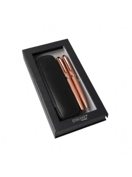 Komplekts Spalvas+Lodīšu pildspalva Diamond Rosegold incl. leather case Eleganza kastē