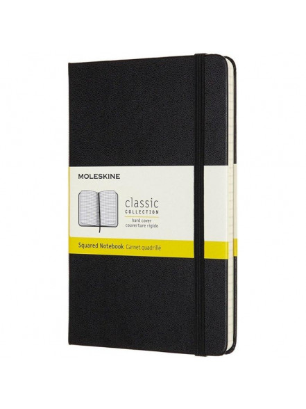 Piezīmju grāmata Moleskine Classic, rūtiņu, melnos vākos 11.5-17.5cm