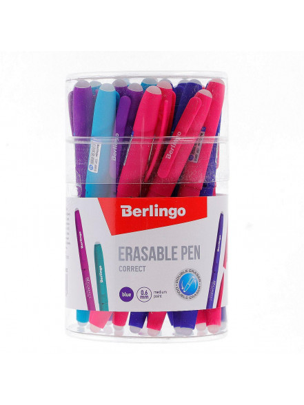 Pildspalva gēla 0.6 mm, zila ar dzēšgumiju, mix, Berlingo Corret