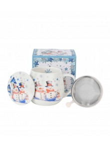 Krūzīte 430ml ar sietiņu un vāciņu Snowman