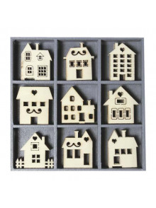 Koka ornamentu  komplekts Houses, 45 gab.