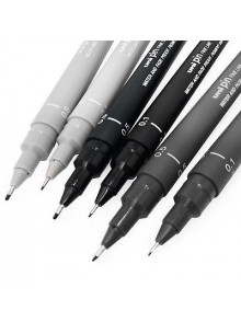 Marķieru komplekts UNI PIN  Grey&Black 6gab.