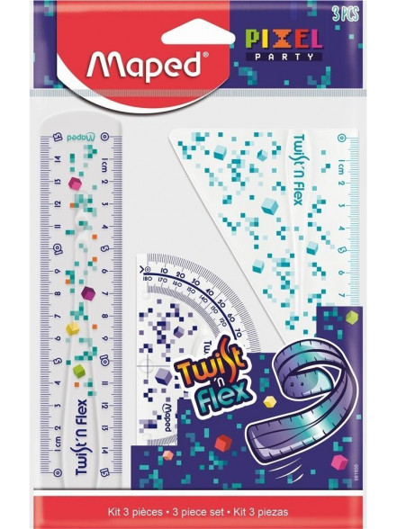 Lineālu komplekts MAPED Twist Flex Pixel Party 3 priekšmeti