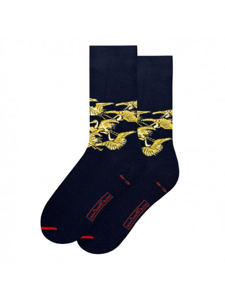 Zeķes Embroidered Fukusa  - Golden Cranes, izm. 36-40, melnas