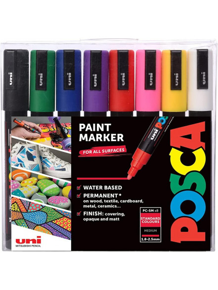 Marķ.ūdens bāzes UNI Posca PC-5M 8gab. Standart LV