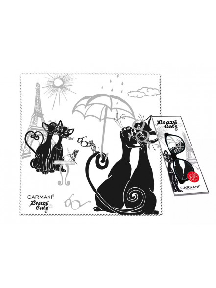 Lupatiņa 20x20cm briļļu tīrīšanai Crazy cats