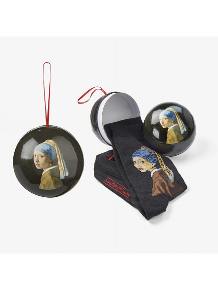 Zeķes bumbā Johannes Vermeer Girl with a Pearl Earring, izm.40-46, melnas