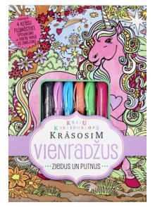 Krāsosim vienradžus, ziedus un putnus. Krāsu kaleidoskops (4 krāsu flomāsteri, spīdumlīme un vairāk