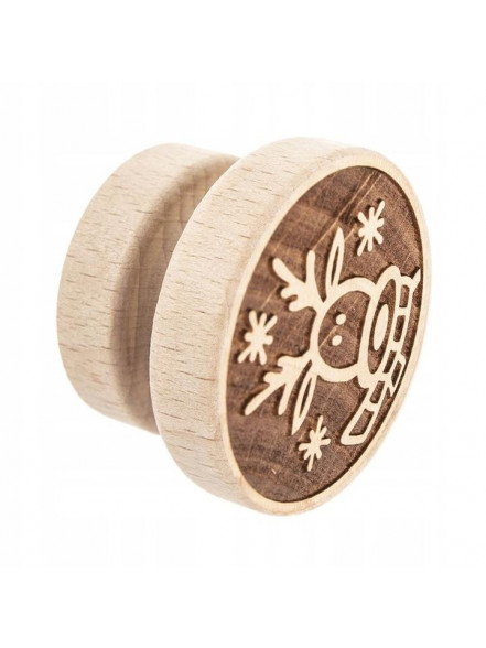 Cepumu ornamenta uzspiedējs (koka) zīmogveida d5.5cm Ziemeļbriedis