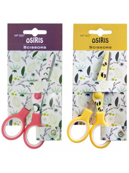 Šķēres 13 cm.,apaļi gali, gumijas rokturi, kartona iepakojums, OSIRIS