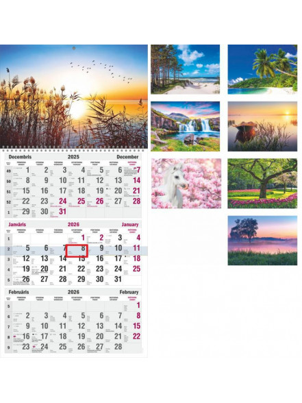 Kalendārs Trio 3-mēnešu ar 1 spirāli 