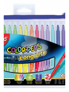 Flomasteri MAPED Long Life (15 krāsas)
