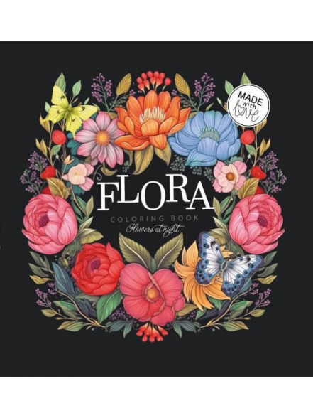 Krāsojamā grāmata FRESH 160*160mm, 24lp Flora, melns fons (dizains 23382)