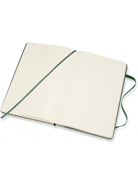Piezīmju grāmata Moleskine Classic, baltas lapas, zaļos vākos, 13x21cm