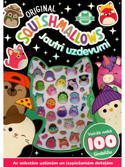 Original Squishmallows. Jautri uzdevumi. Vairāk nekā 100 līmbilžu. Ar mīkstām uzlīmēm un izspiežamām