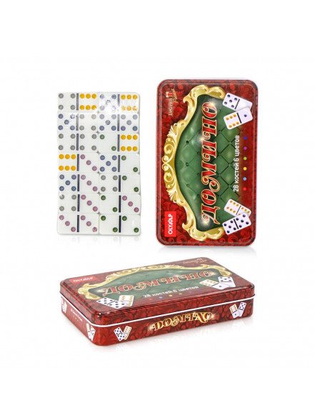 Galda spēle Domino (sarkana metāla kaste)