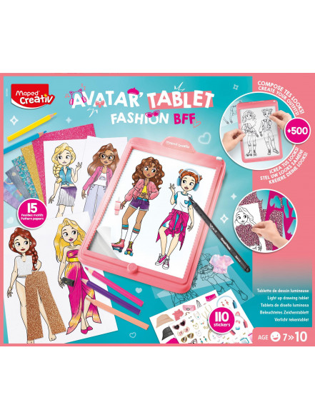 MAPED Creativ Avatar Fashion BFF zīmēšanas planšete ar gaismu 7>10