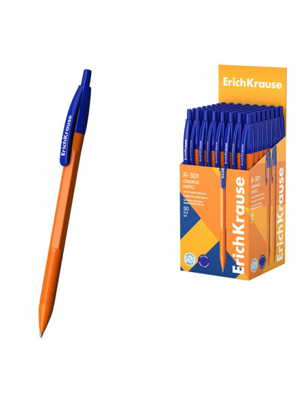 Lodīšu pildspalva ErichKrause R-301 Orange Matic, 0.7mm, zila