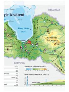 Latvijas reljefs un derīgie izrakteņi (sienas karte)