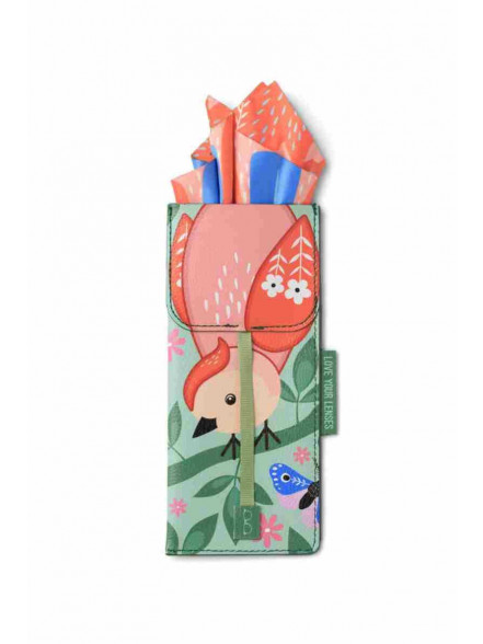 Briļļu futlāris ar tīr.lupatiņu Love Your Lenses BIRD TAIL